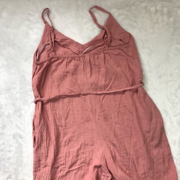 Indulge In Style Sleeveless Cropped Jumpsuit Women's Medium Sash, Pockets Rayon - Picture 6 of 10